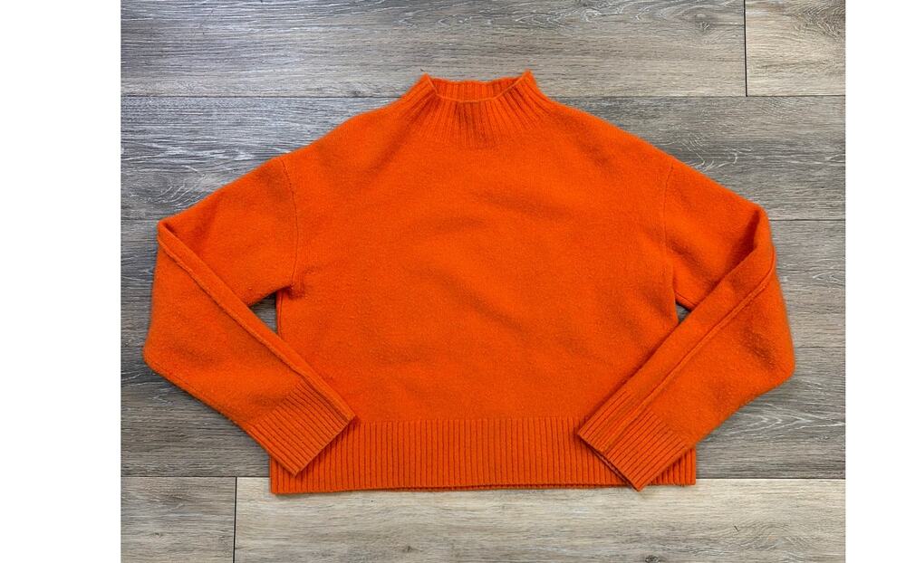 Everlane Mock Neck Sweater Womens Small Orange Minimalist Cozy Knit Pullover